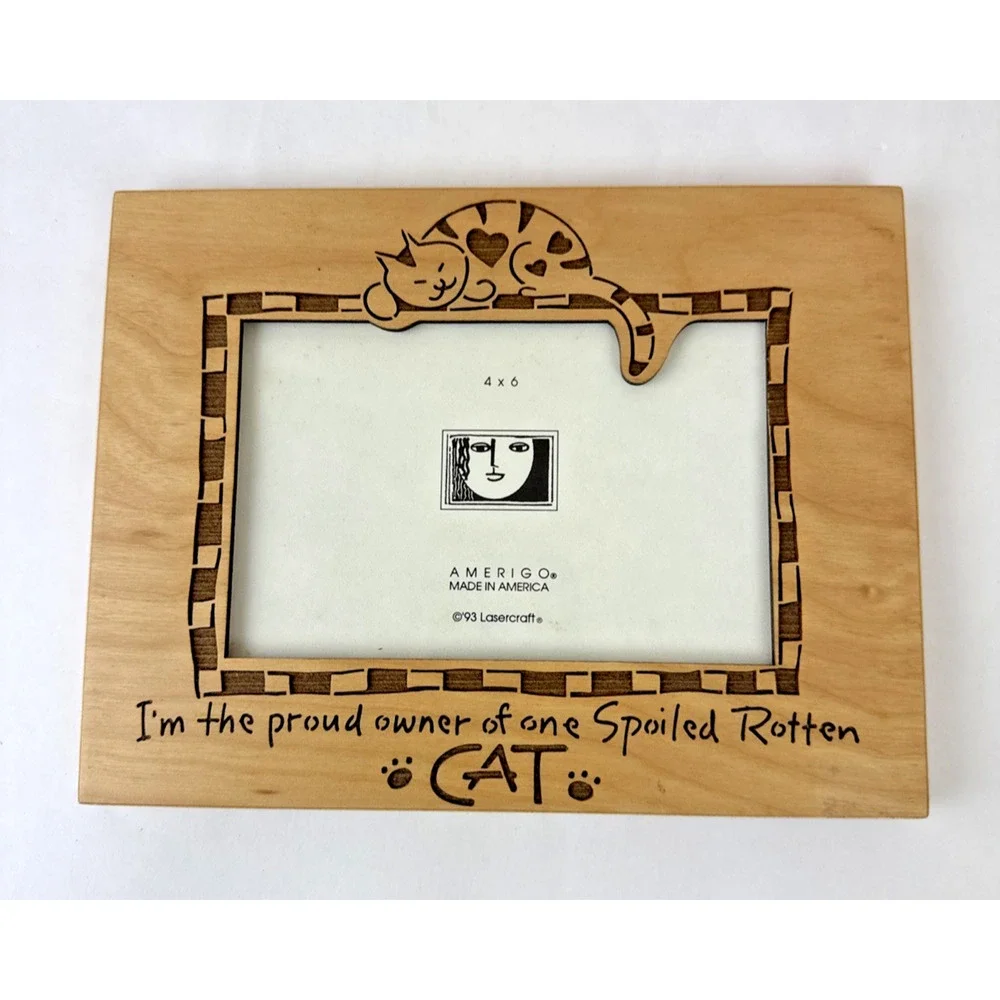Amerigo Kathy Davis Collection Laser Cut Wood cat Easel Back Picture Frame kitty